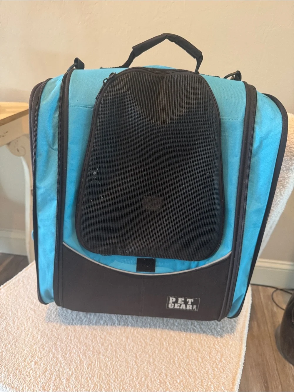 Pet Gear Blue and Black Soft-Sided Pet Carrier Backpack